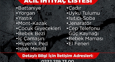 Narlıdere Belediyesi deprem nedeniyle yardım kampanyası başlattı