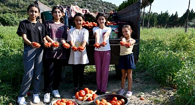 Kuşadası'nda can dostları için hasat yaptılar