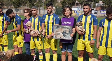 Seferihisar'da maça sahiplendirilmeyi bekleyen köpeklerle çıktılar